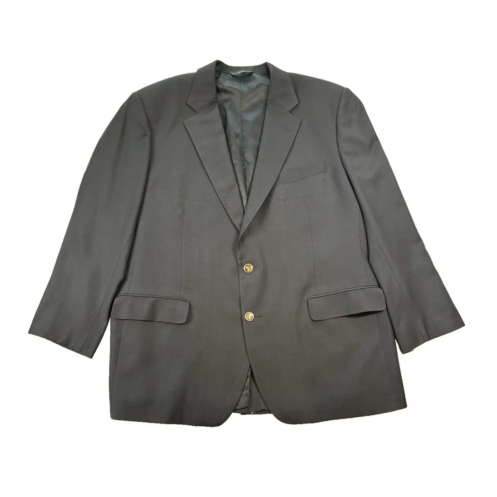 Brooks Brothers Blazer Mens 48 R Black Loro‎ Piana Super 120s Wool Suit Jacket